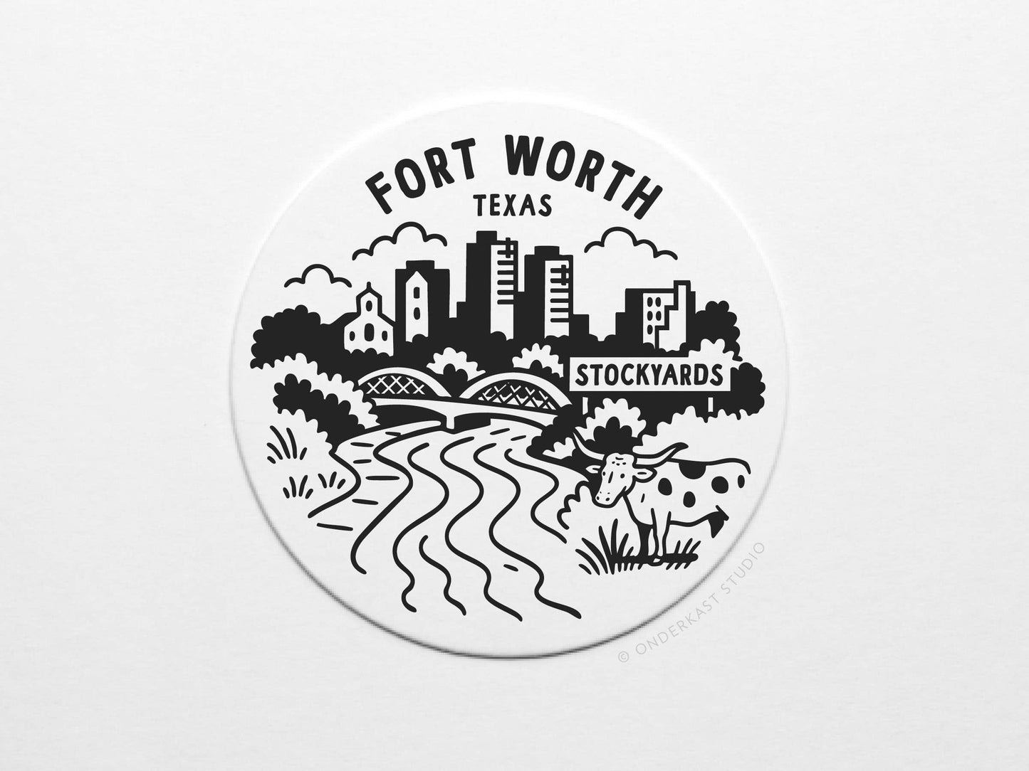 Onderkast Studio - Fort Worth Texas Skyline Letterpress Coaster Set