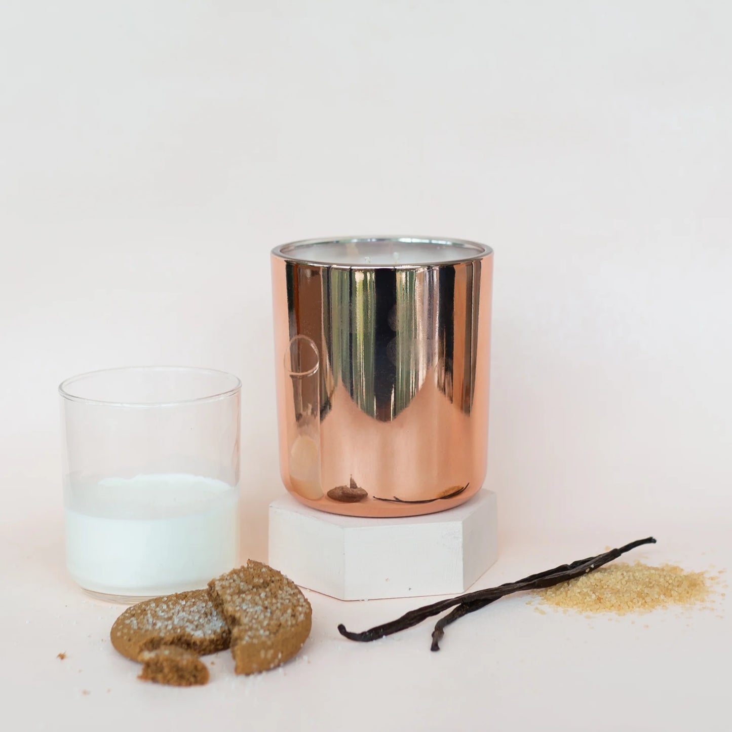 Spiced Brown Sugar Rose Gold Glass Candle - Large