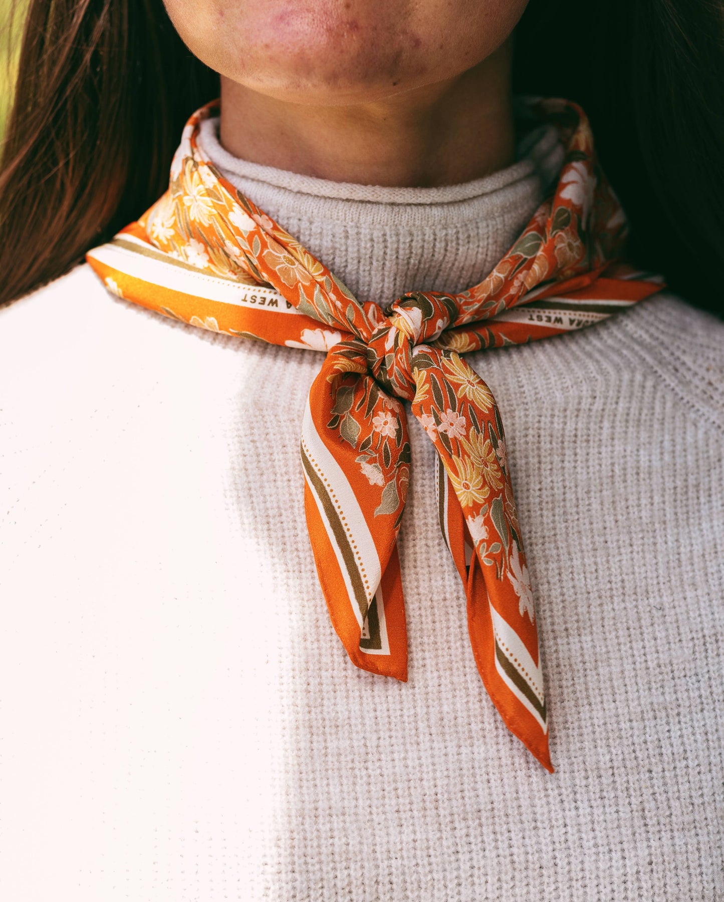 Flora West Design - 100% Silk Bandana Scarf - Botanical Garden Floral Western