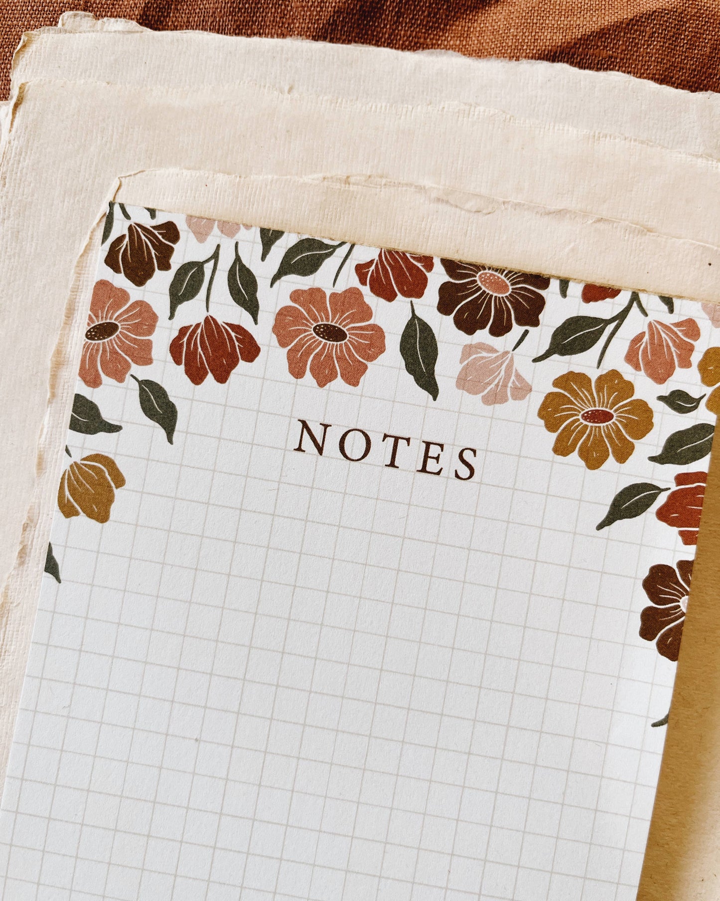 Flora West Design - 4x6 Signature Floral Notepad | cute grid stationery 50 pages