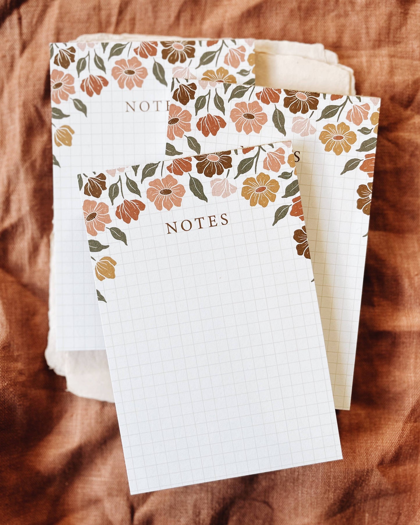 Flora West Design - 4x6 Signature Floral Notepad | cute grid stationery 50 pages