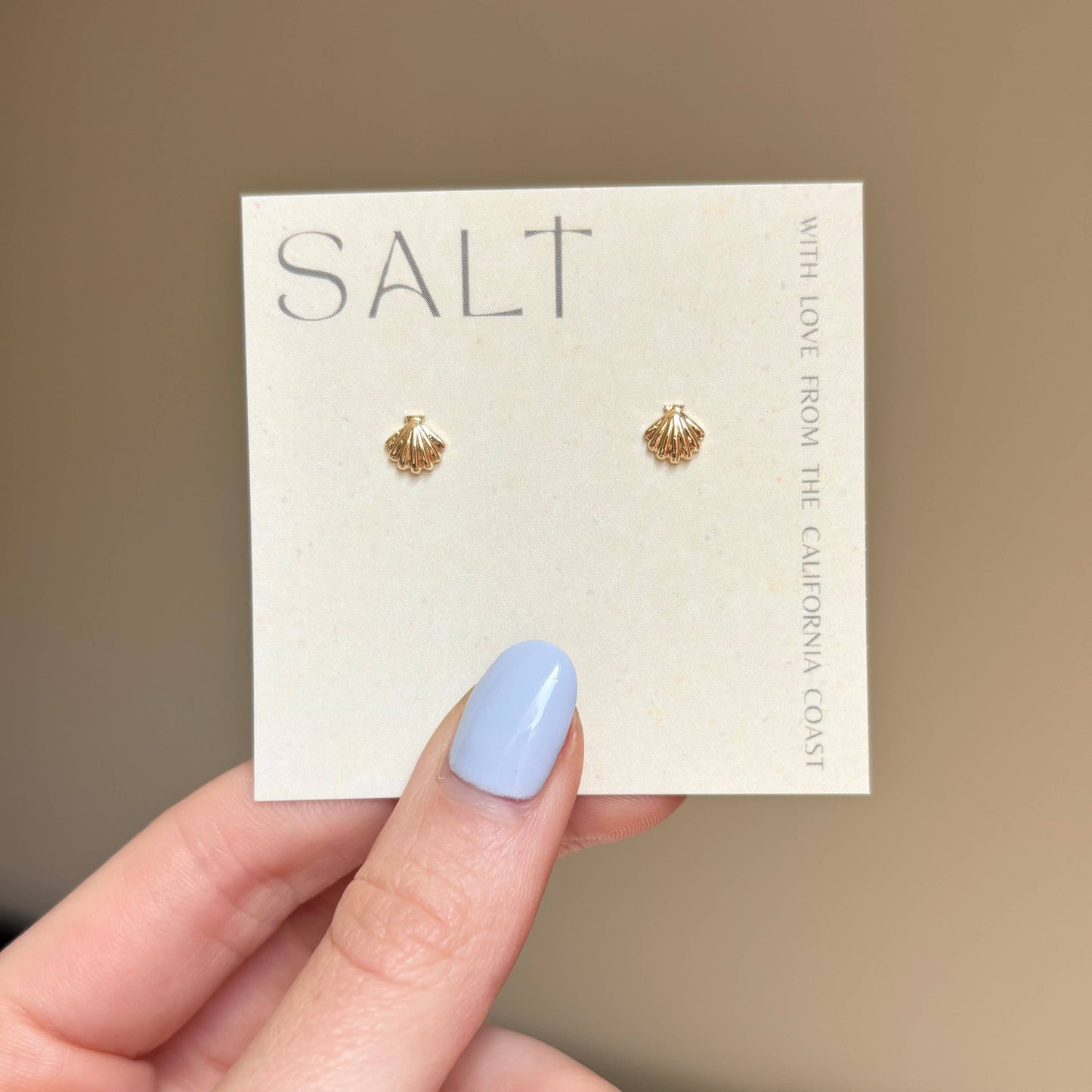 SALT by Sarah Curtis - SEASHELL STUDS | 18K gold | dainty shell stud earrings