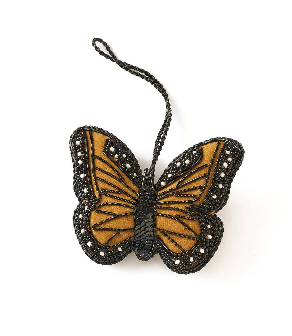 Matr Boomie Fair Trade - Larissa Plush Butterfly Beaded Felt Ornament - Embroidered