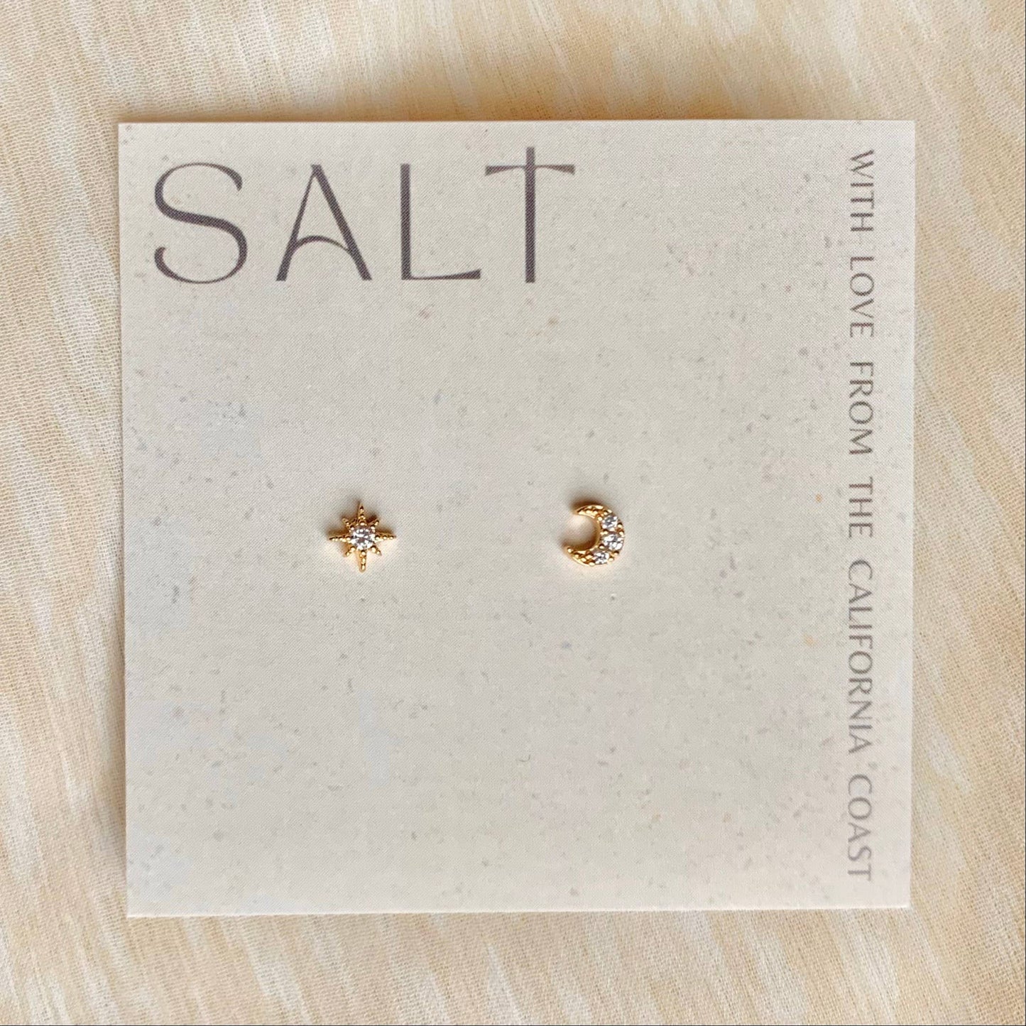 STAR & MOON STUDS | gold | tiny & dainty stud earrings