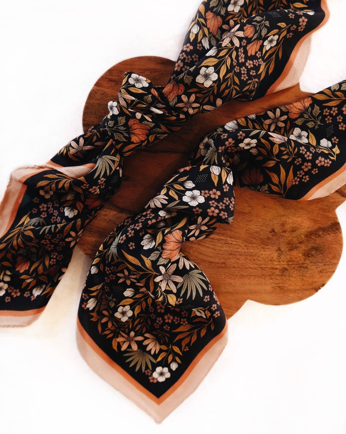 Flora West Design - 100% Silk Bandana Scarf -Midnight Garden Floral Western Wear