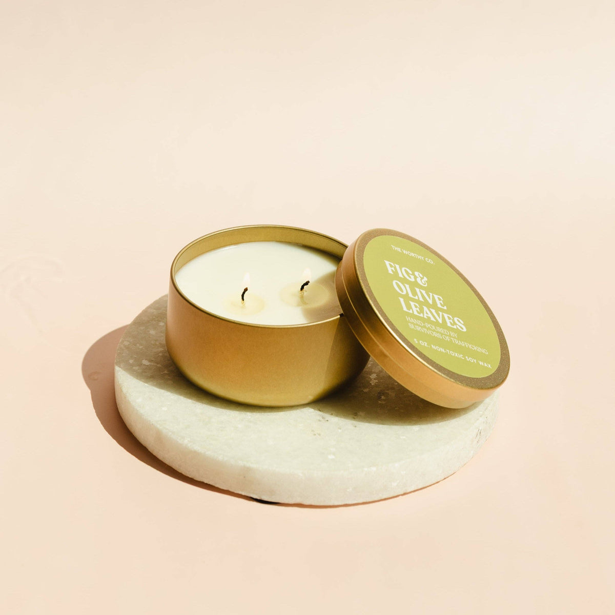 The Worthy Co - Tin Candle: Fig & Olive Leaves: Fig + Olive Leaves