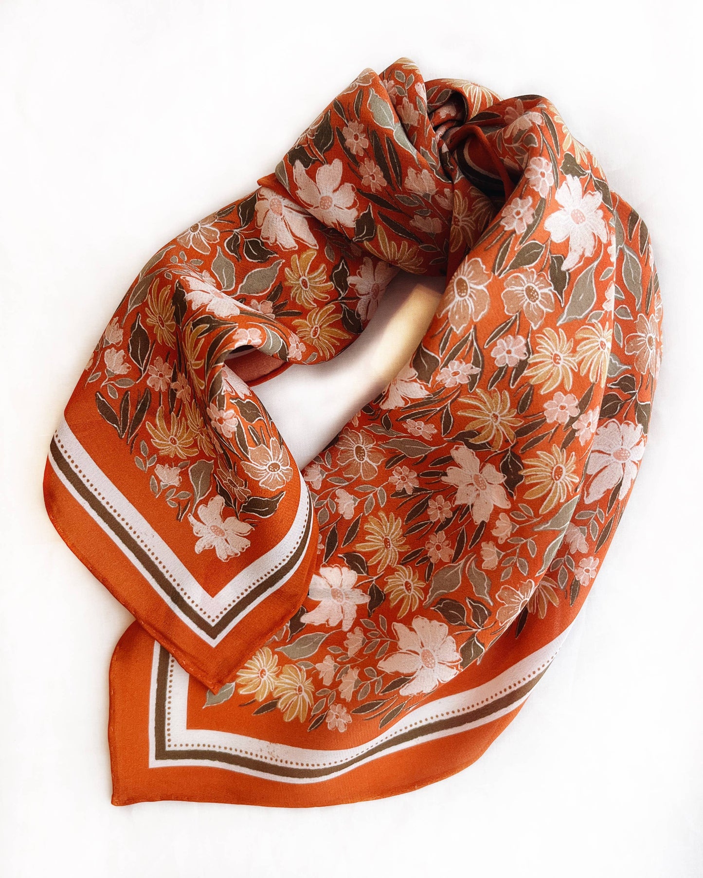 Flora West Design - 100% Silk Bandana Scarf - Botanical Garden Floral Western