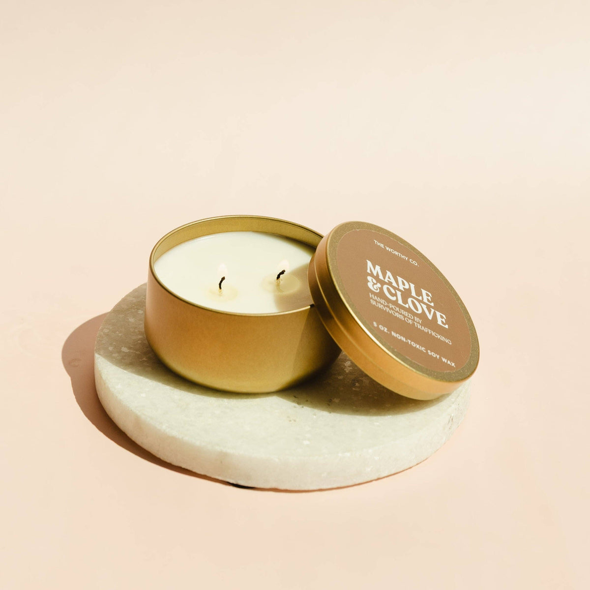 The Worthy Co - Tin Candle: Maple & Clove: Maple + Clove