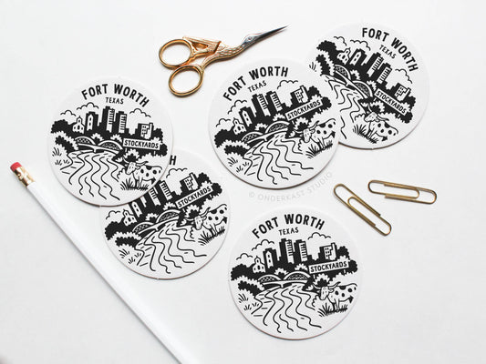 Onderkast Studio - Fort Worth Texas Skyline Letterpress Coaster Set