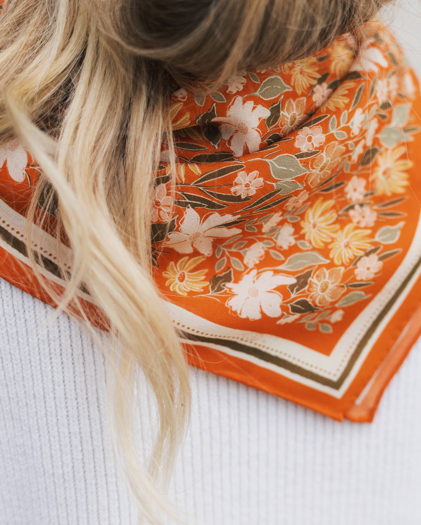 Flora West Design - 100% Silk Bandana Scarf - Botanical Garden Floral Western