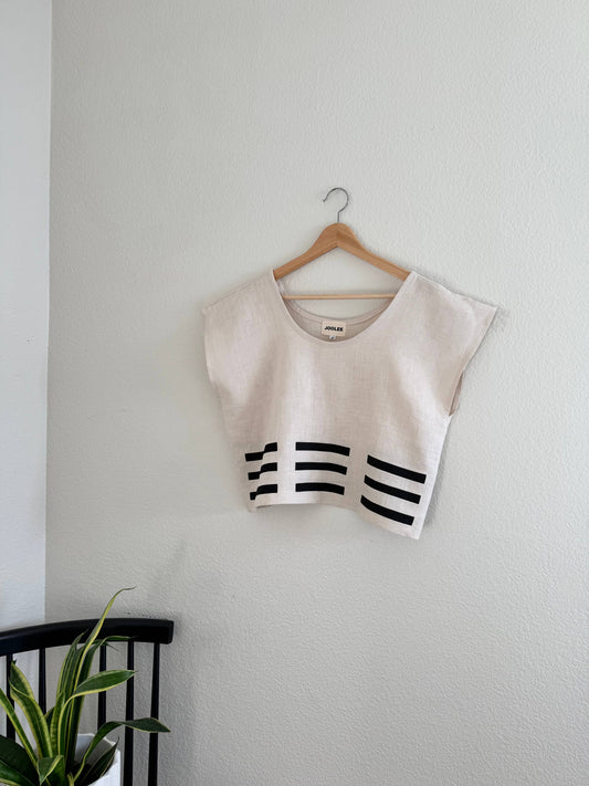 Joolee - Nature linen top: M/L