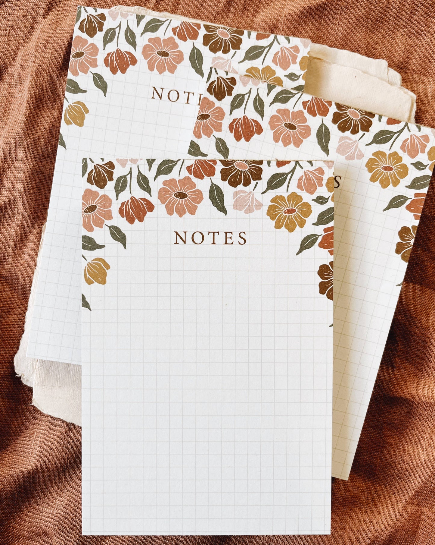 Flora West Design - 4x6 Signature Floral Notepad | cute grid stationery 50 pages