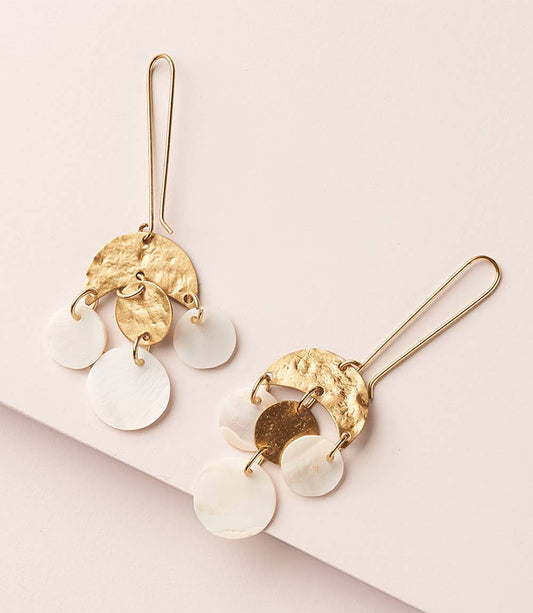 Matr Boomie Fair Trade - Rajani Mother of Pearl Chandelier Earrings