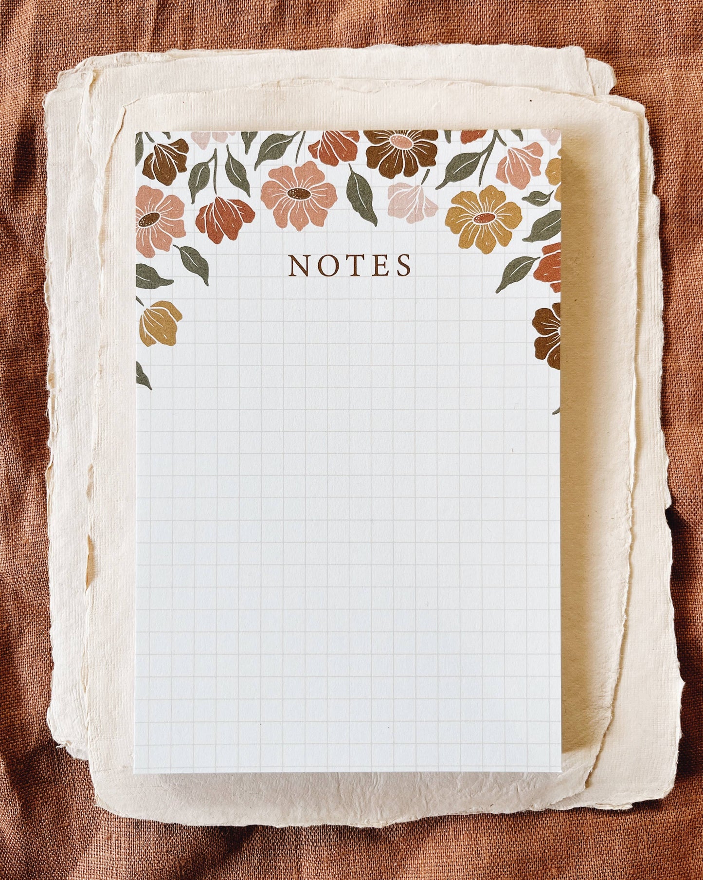 Flora West Design - 4x6 Signature Floral Notepad | cute grid stationery 50 pages