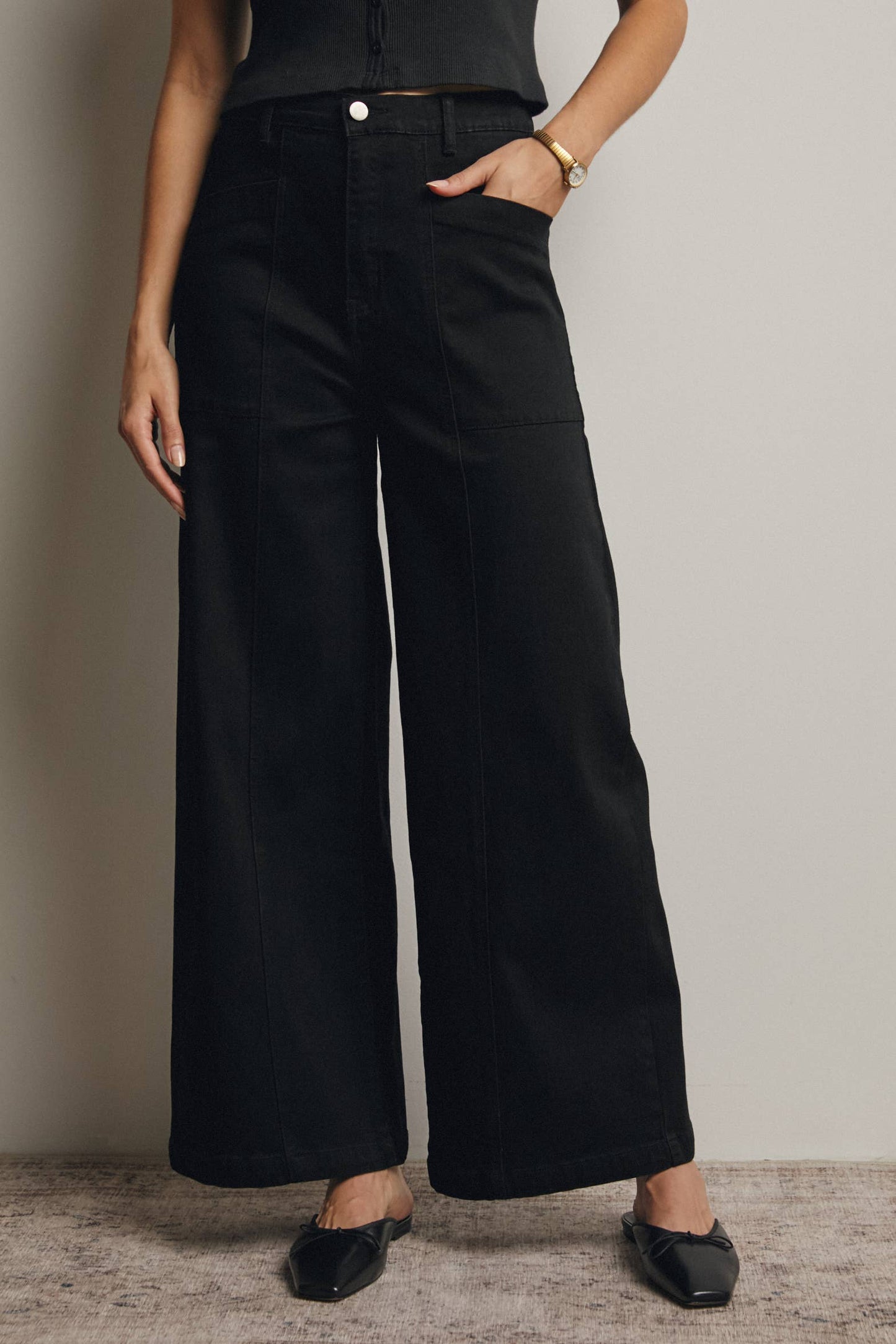 Forte - Wide-Leg Stretch Denim Jeans FP0003: Washed Cobalt / Contemporary / S