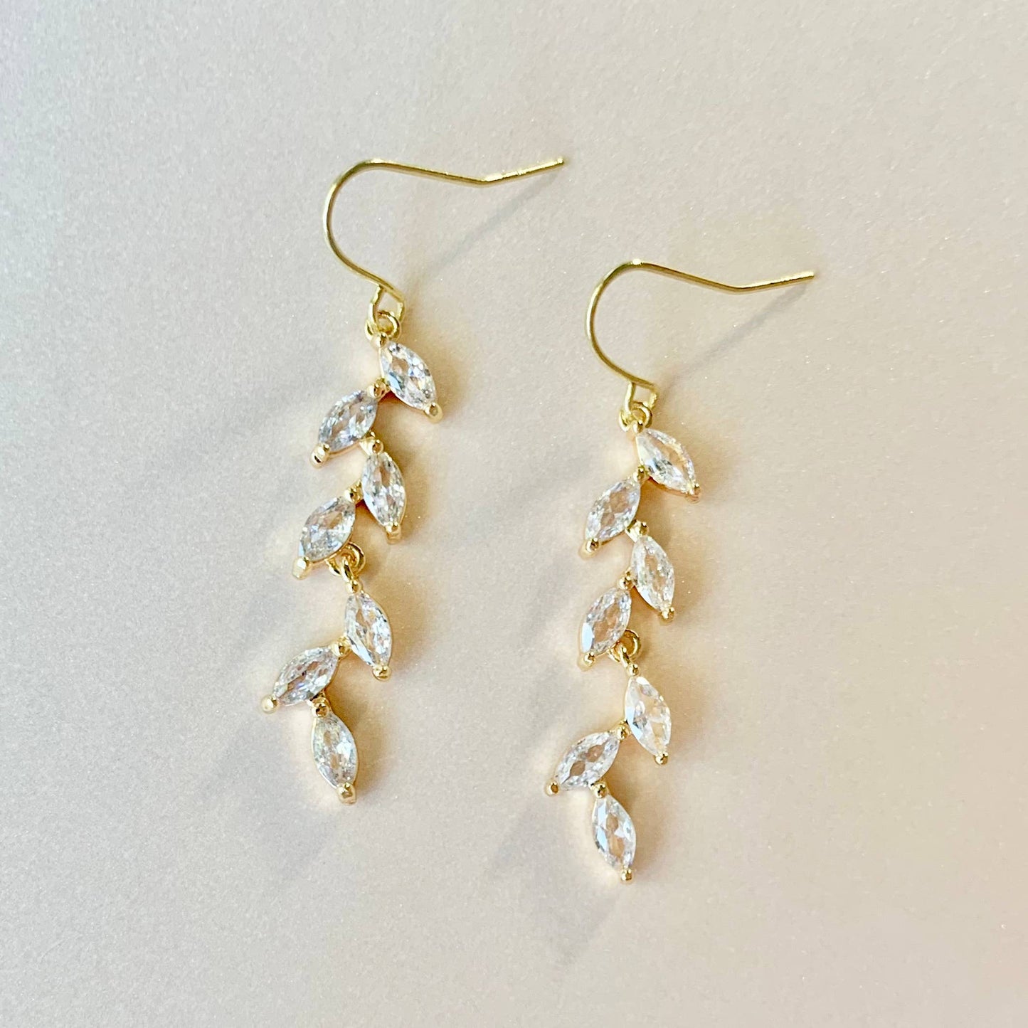 SALT by Sarah Curtis - MARQUISE DANGLES | gold | dainty leaf earrings | bridal