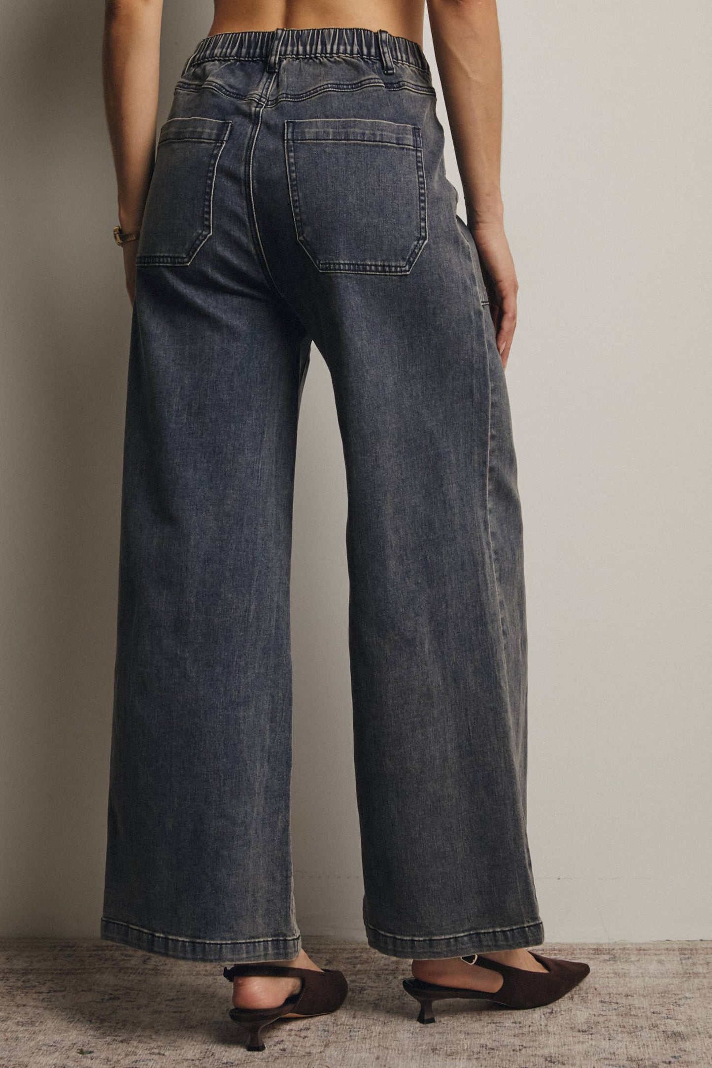 Forte - Wide-Leg Stretch Denim Jeans FP0003: Washed Cobalt / Contemporary / M