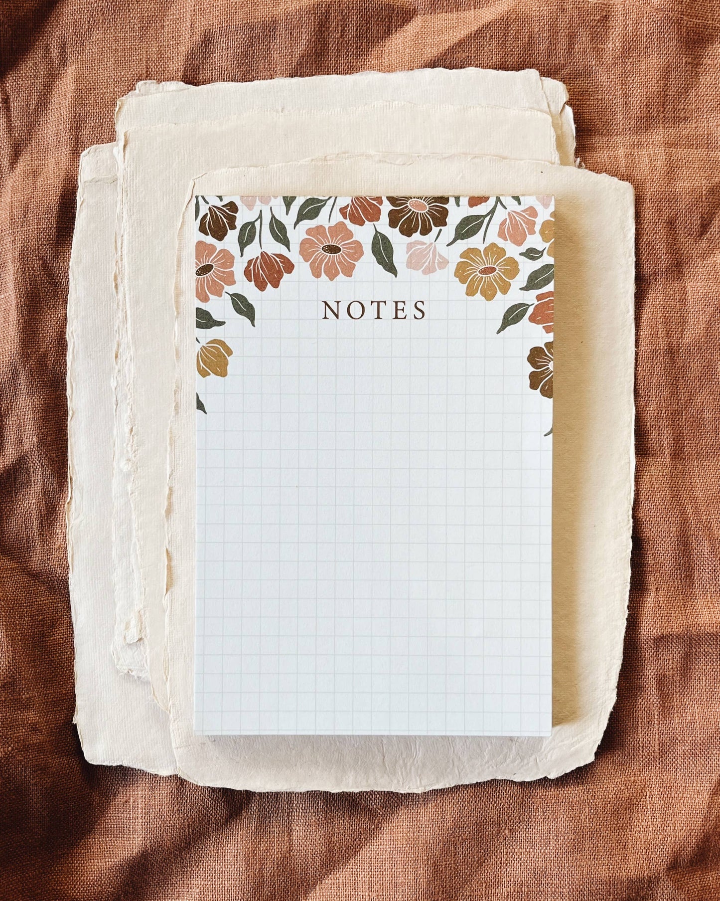 Flora West Design - 4x6 Signature Floral Notepad | cute grid stationery 50 pages