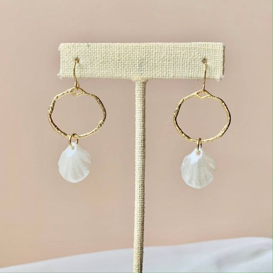 SALT by Sarah Curtis - SEASHELL HOOP DANGLES│gold | coastal jewelry│beachy earrings