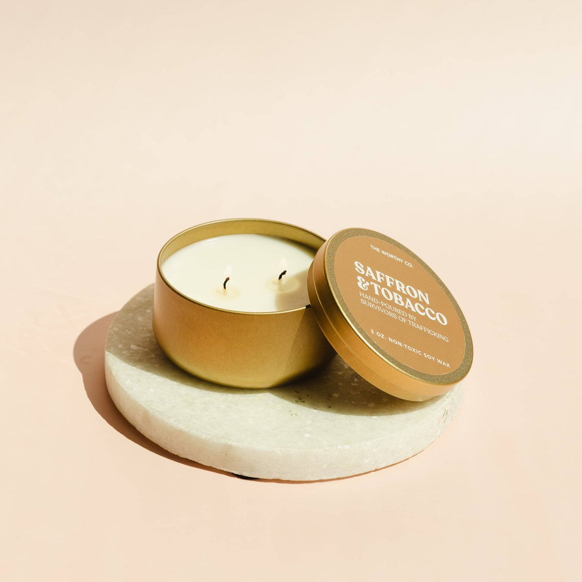 The Worthy Co - Tin Candle: Saffron & Tobacco: Saffron + Tobacco