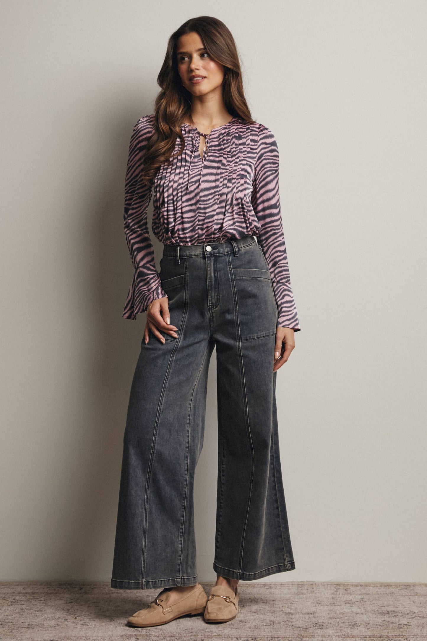 Forte - Wide-Leg Stretch Denim Jeans FP0003: Washed Cobalt / Contemporary / S