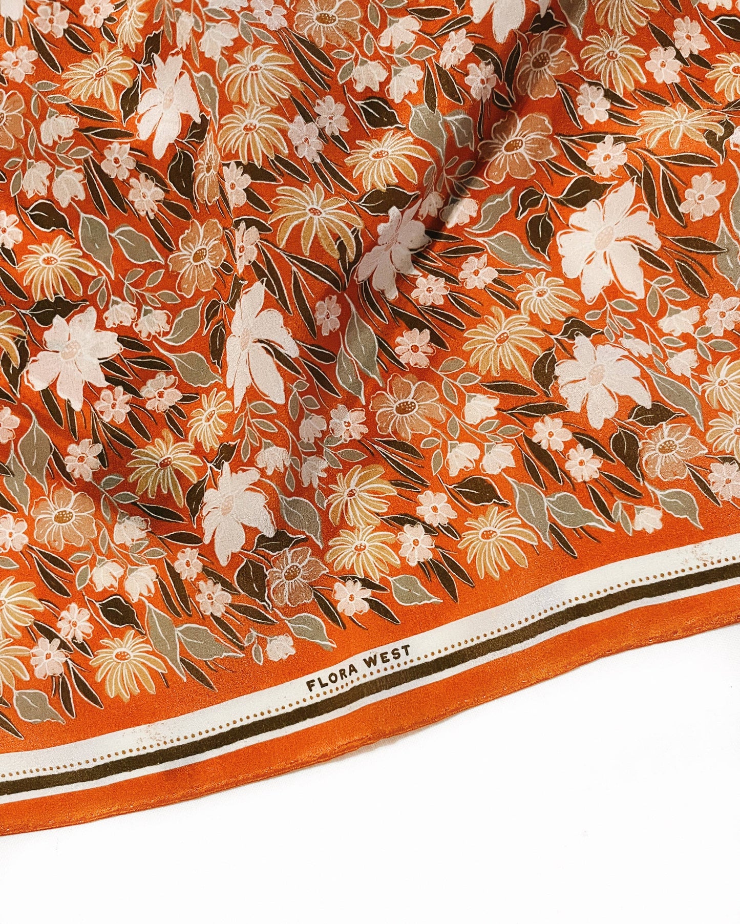 Flora West Design - 100% Silk Bandana Scarf - Botanical Garden Floral Western