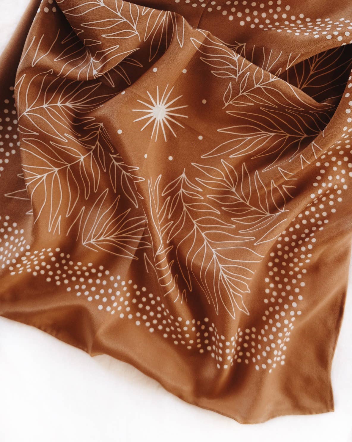 Flora West Design - 100% Silk Bandana Scarf - Tropical Palms Amber Western Style