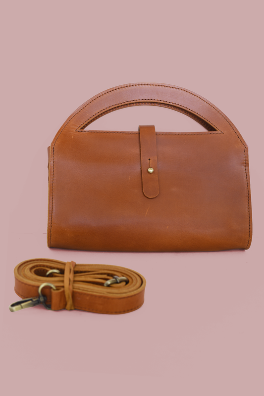 Clutch Crossbody in Brown Leather