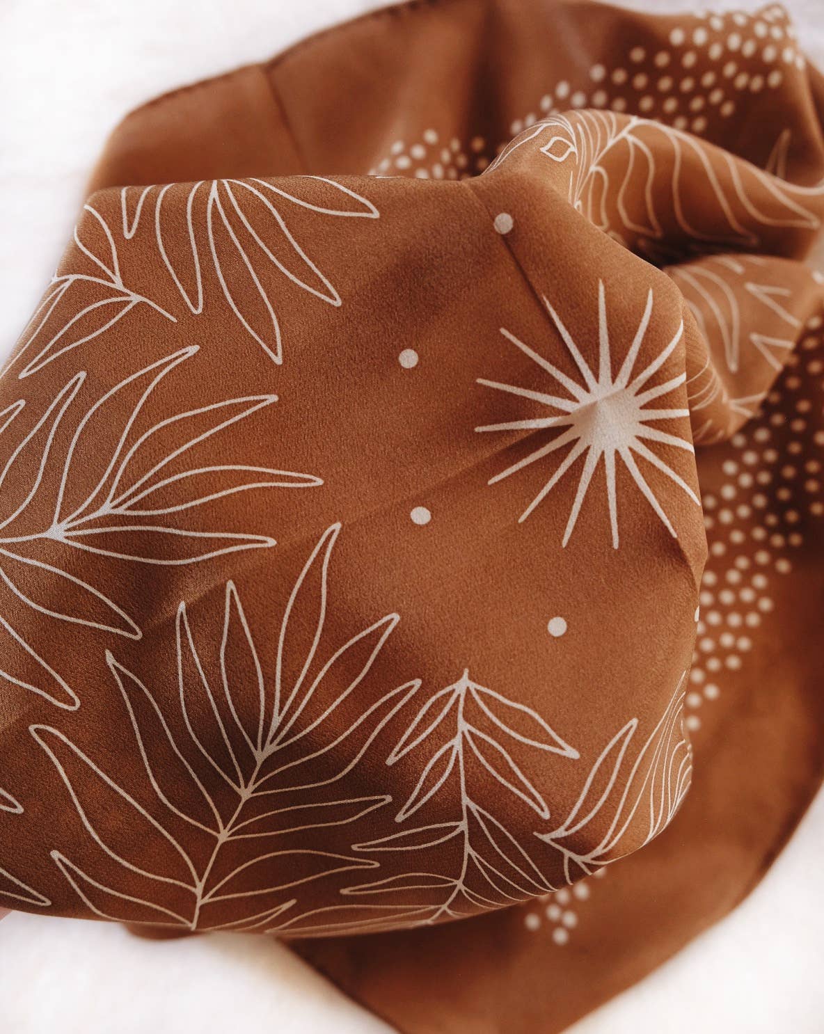 Flora West Design - 100% Silk Bandana Scarf - Tropical Palms Amber Western Style