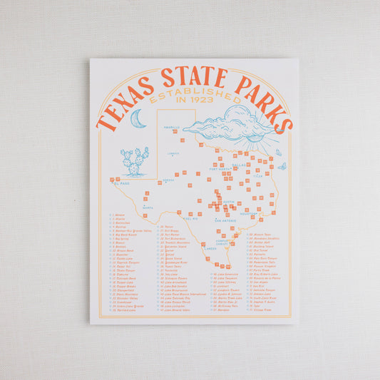 Morgan Lacey Hart - Texas State Park Bucket List Map: 11" x 14"