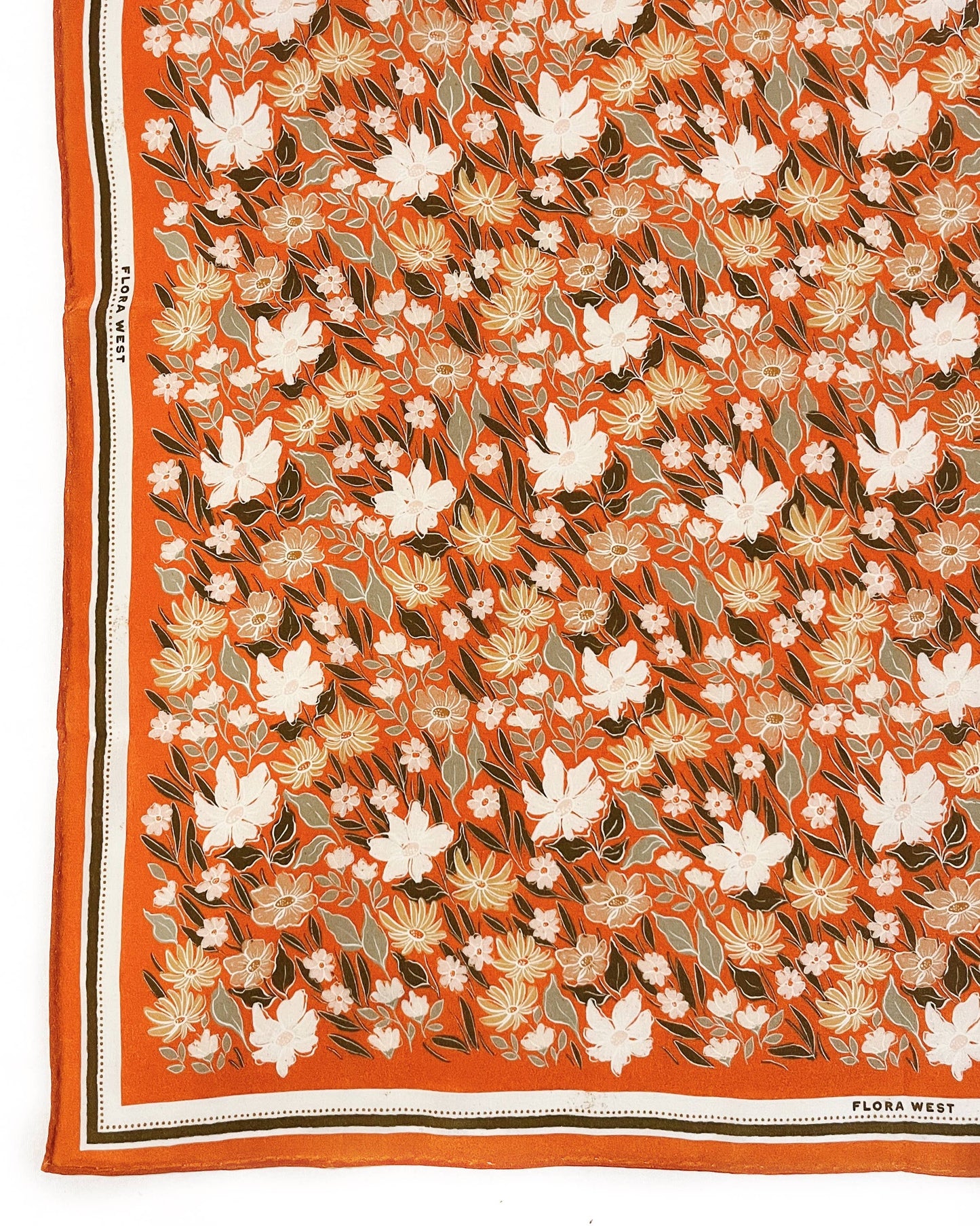 Flora West Design - 100% Silk Bandana Scarf - Botanical Garden Floral Western