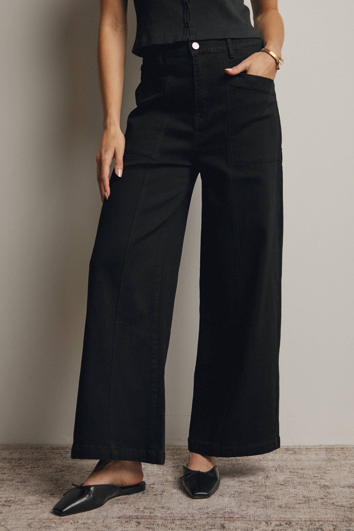 Forte - Wide-Leg Stretch Denim Jeans FP0003: Washed Cobalt / Contemporary / M