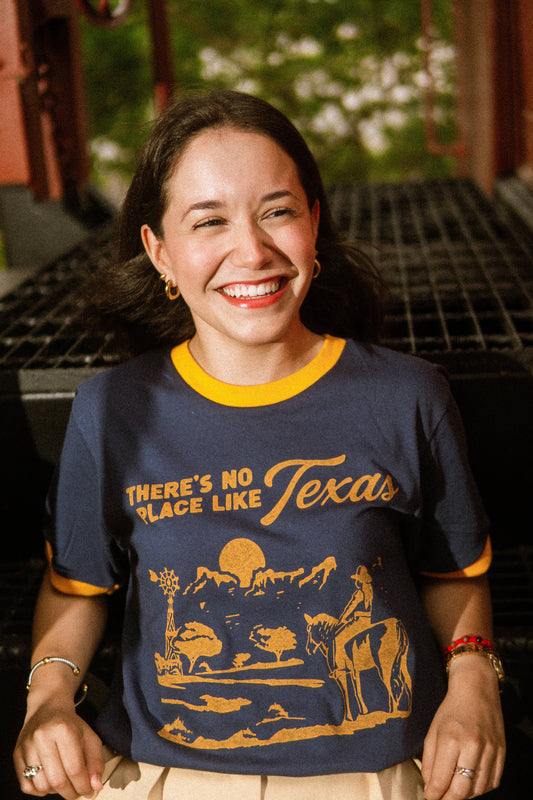 There's No Place Like Texas Screen Printed Ringer T-shirt: S