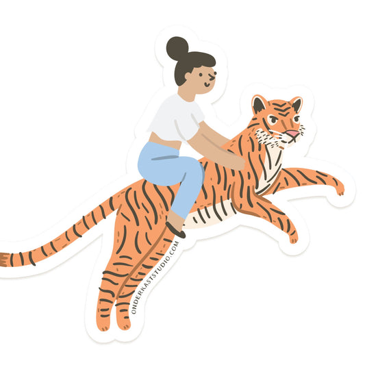 Onderkast Studio - Girl Riding a Tiger Sticker