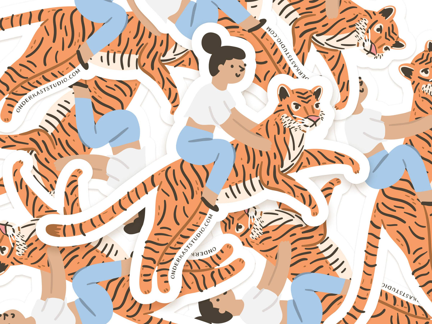 Onderkast Studio - Girl Riding a Tiger Sticker