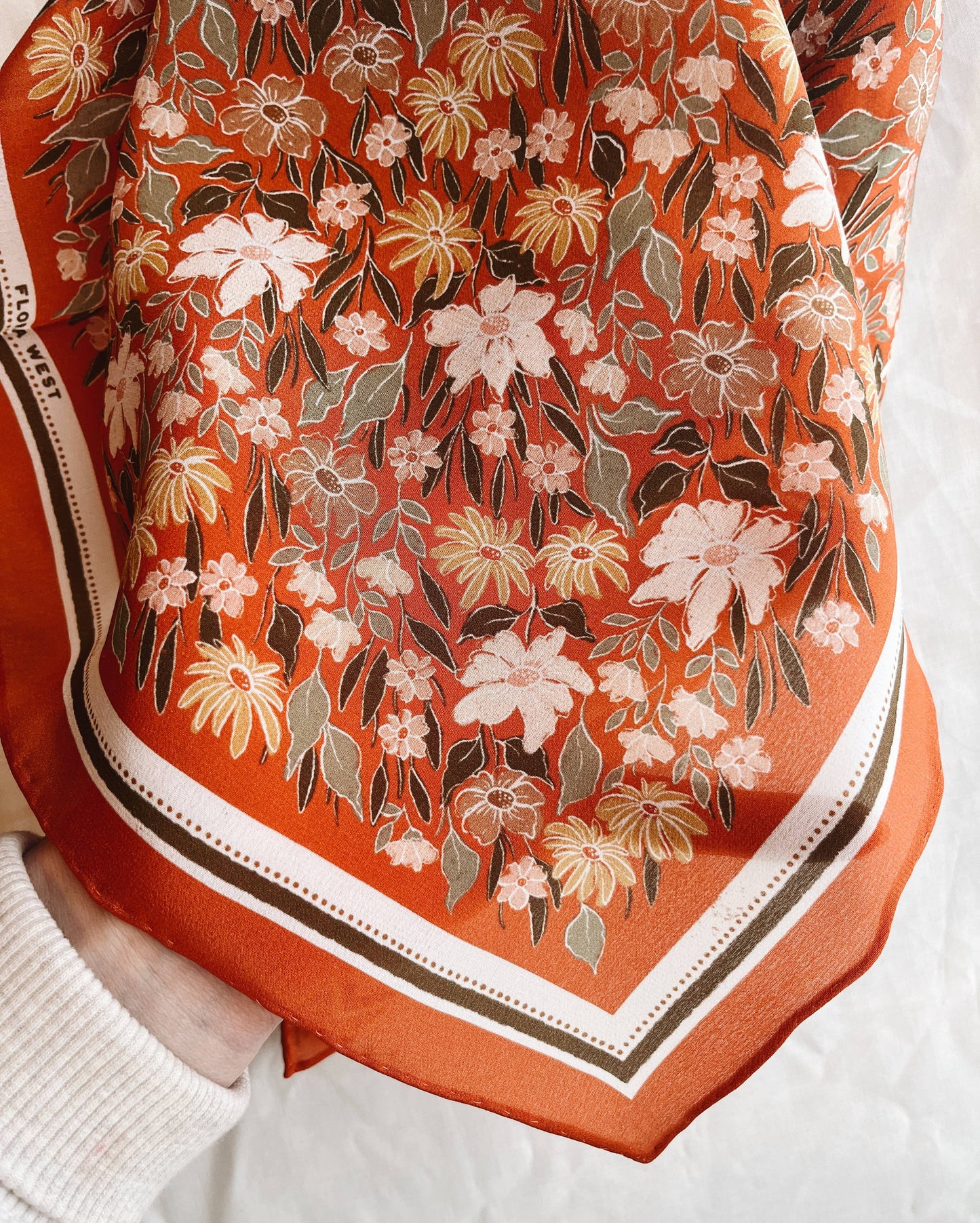 Flora West Design - 100% Silk Bandana Scarf - Botanical Garden Floral Western