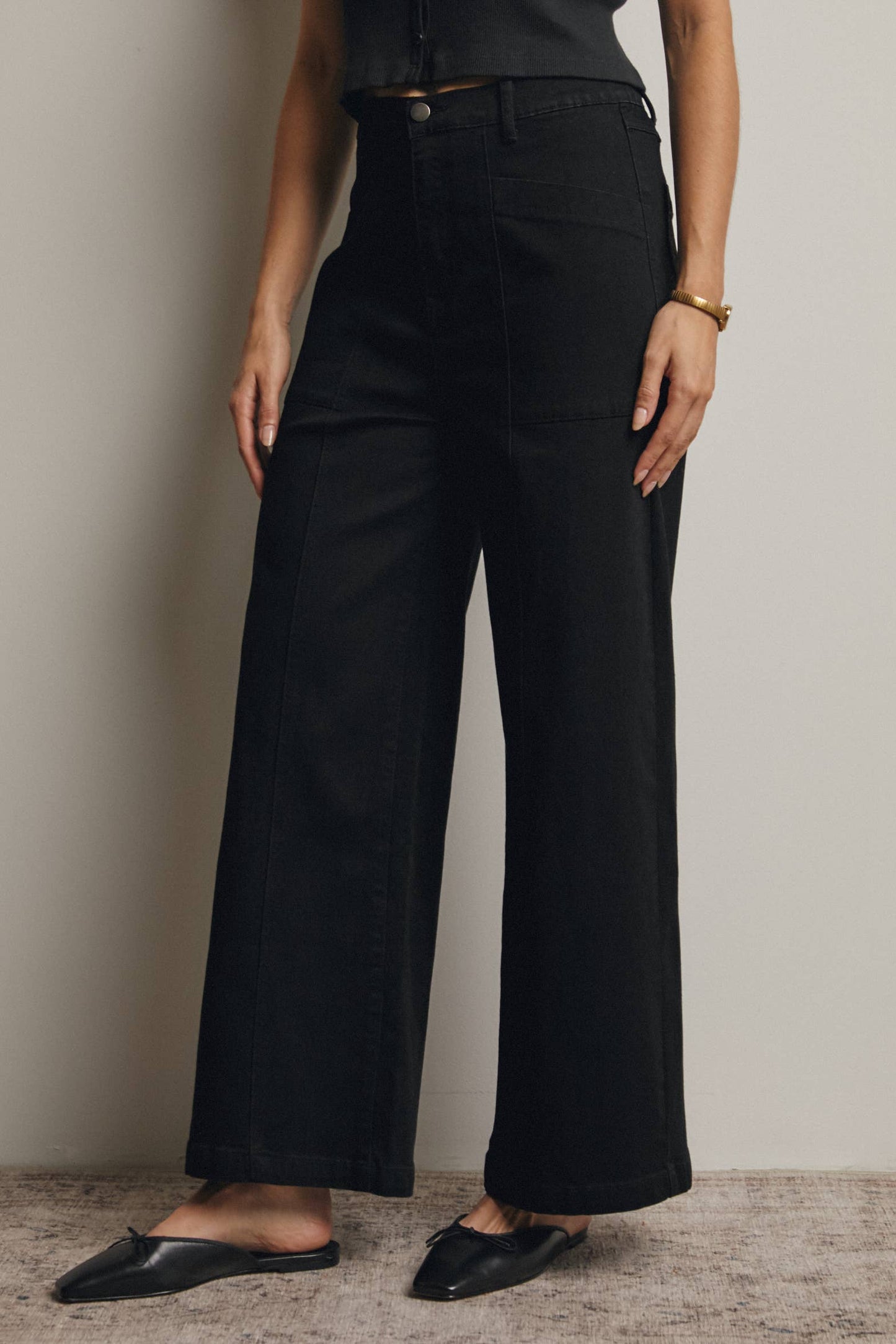 Forte - Wide-Leg Stretch Denim Jeans FP0003: Washed Cobalt / Contemporary / M