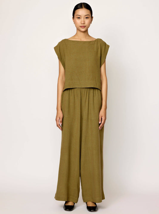 LAUDE the Label - Hi-Low Top - Olive Branch: L