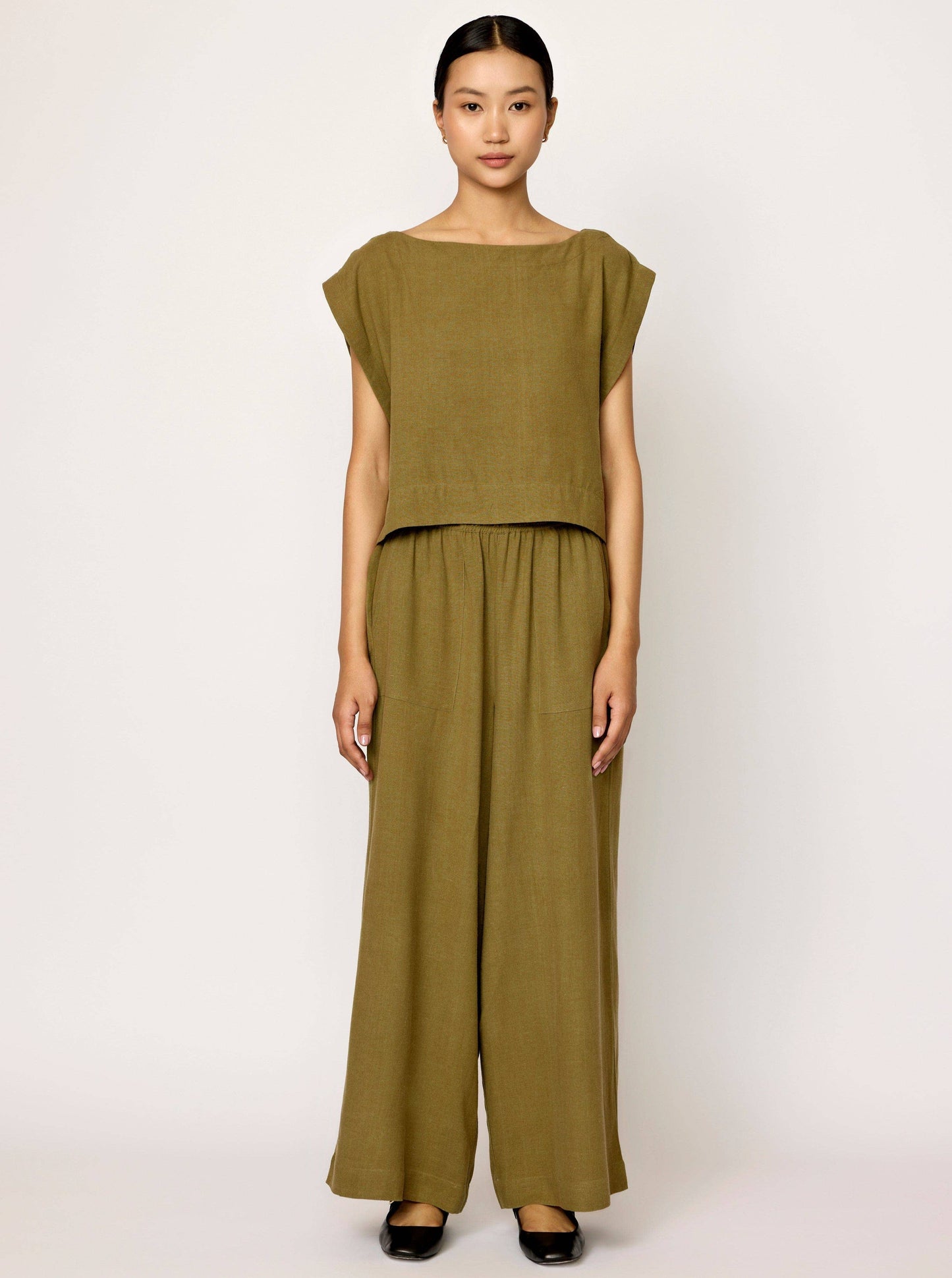 LAUDE the Label - Hi-Low Top - Olive Branch: XL