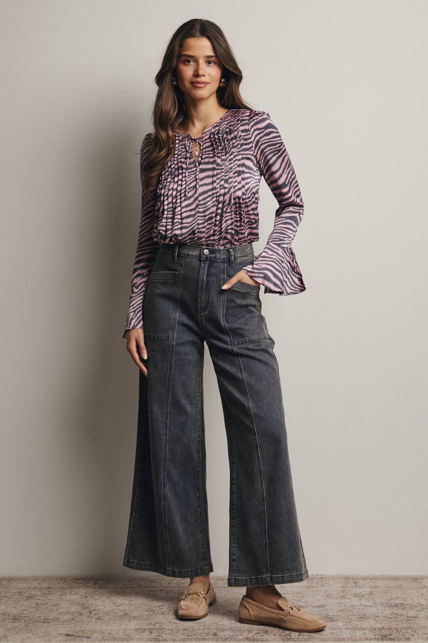 Forte - Wide-Leg Stretch Denim Jeans FP0003: Washed Cobalt / Contemporary / L