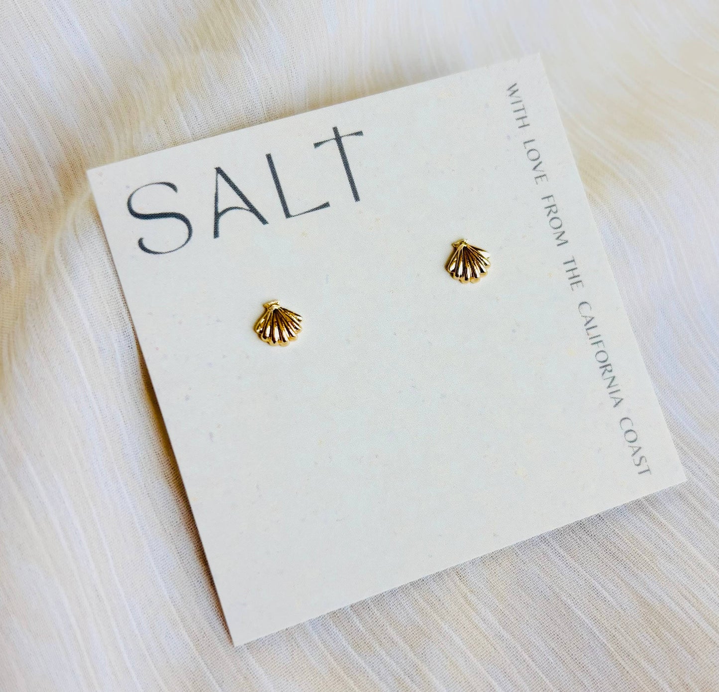 SALT by Sarah Curtis - SEASHELL STUDS | 18K gold | dainty shell stud earrings