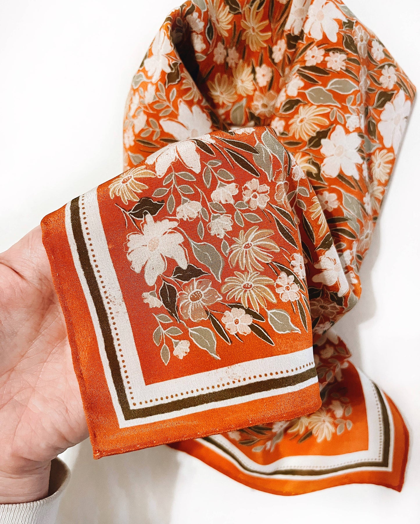Flora West Design - 100% Silk Bandana Scarf - Botanical Garden Floral Western
