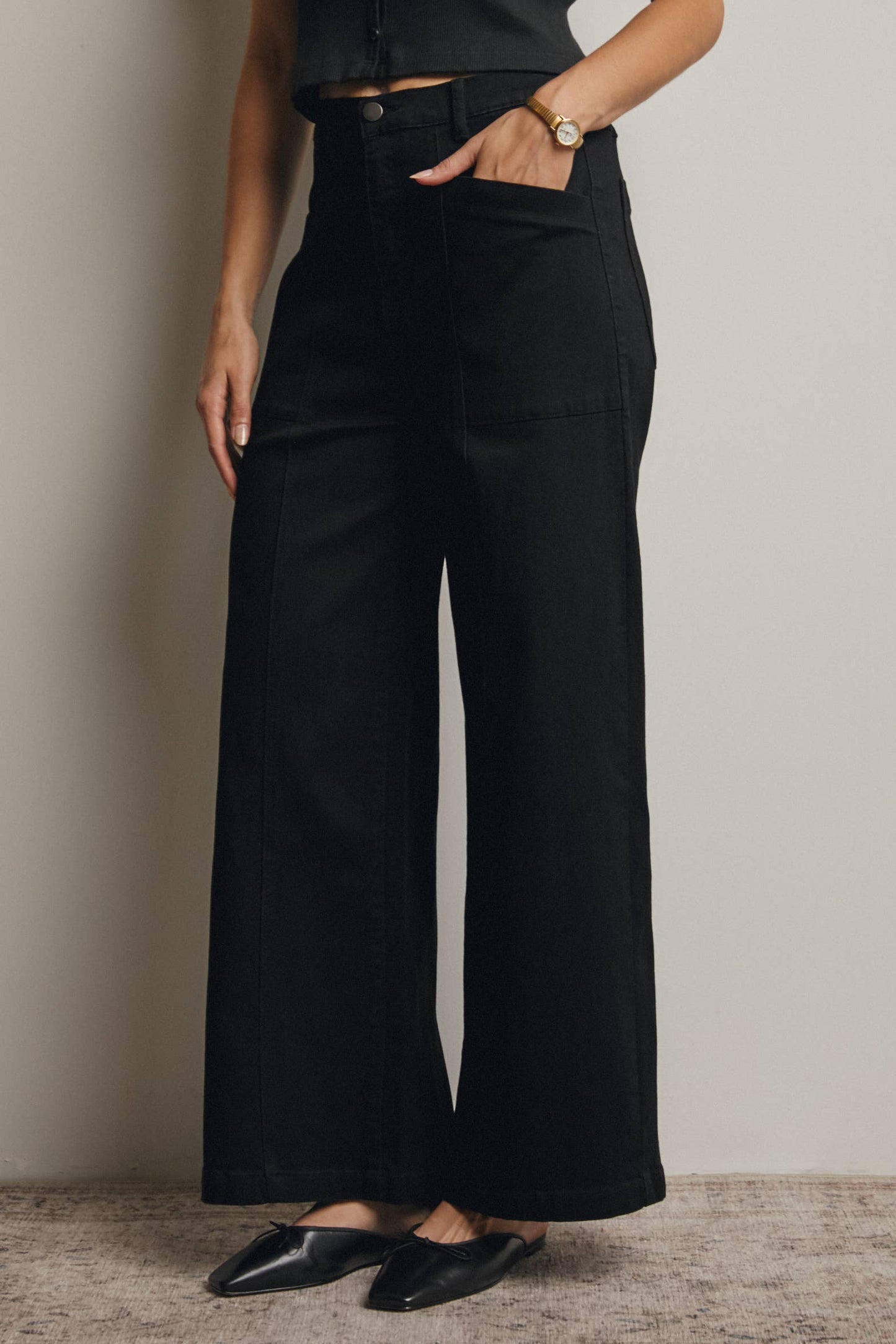 Forte - Wide-Leg Stretch Denim Jeans FP0003: Washed Cobalt / Contemporary / L
